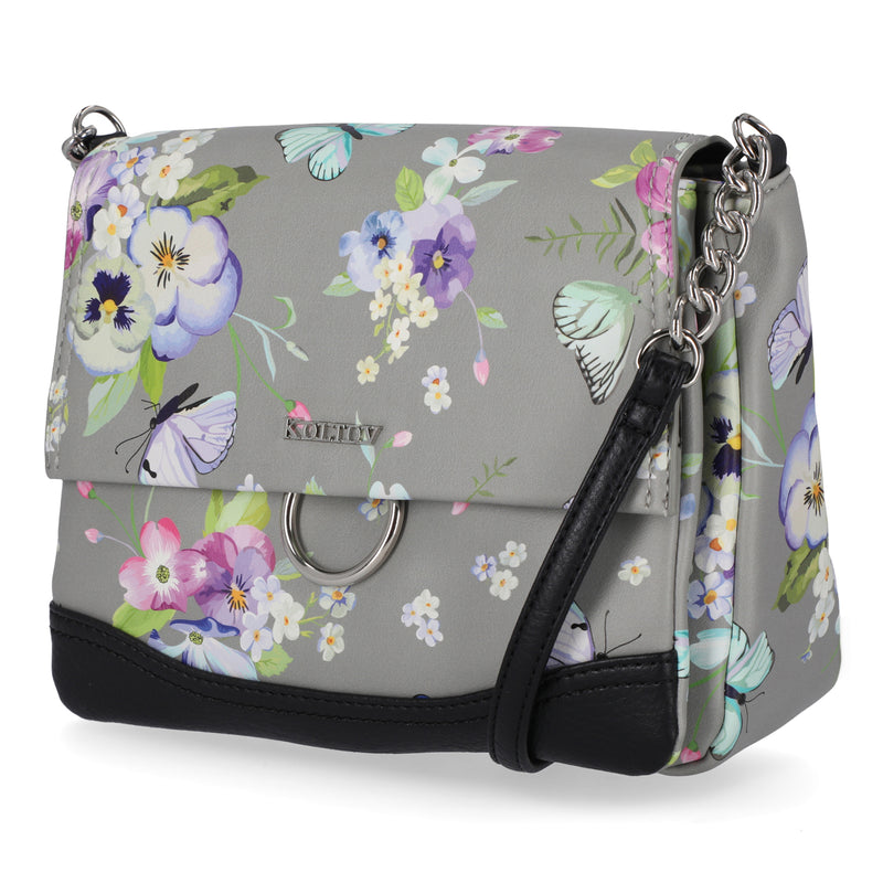 Gigi Crossbody Bag - Women's Handbags - Koltov Bags - Pansey Grey / Floral 